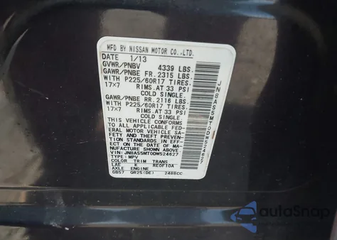 2013 Nissan Rogue Sv из США, поврежденный, VIN JN8AS5MT0DW524627